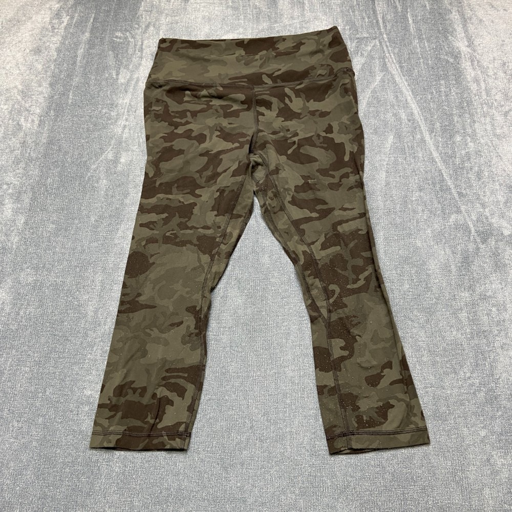 Lululemon Leggings Womens Green Camouflage High Waisted Performance Running Yoga